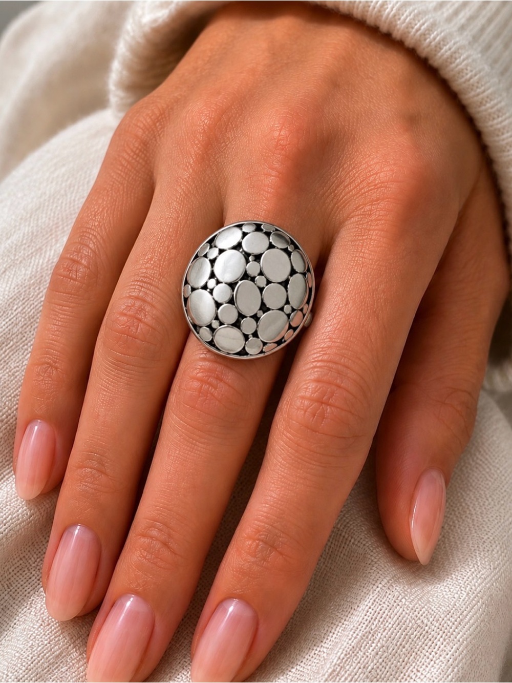 Vintage Sterling Silver 925 Pebble Ring Size 6